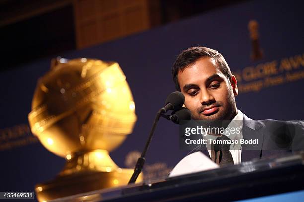 Actor Aziz Ansari attends the 71st Annual Golden Globe Awards nominations announcement on December 12, 2013 in Beverly Hills, California.