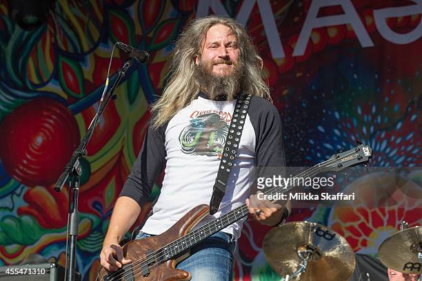 Bassist and vocalist Troy Sanders of Mastodon performs at Aftershock Festival at Discovery Park on September 14, 2014 in Sacramento, California.