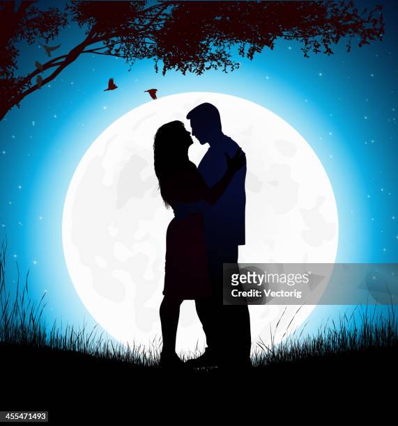 kissing couple - bonding stock illustrations