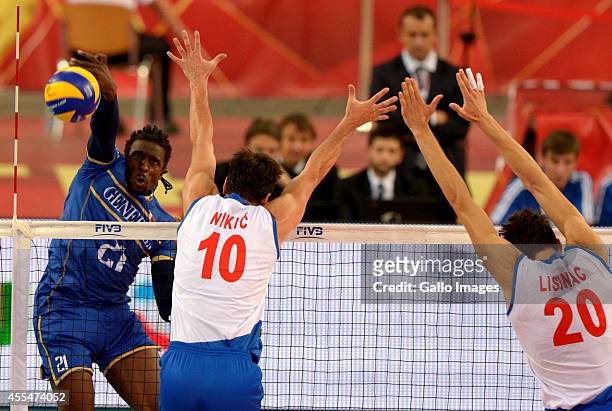Mory Sidibe of France during Round 2 of the FIVB Volleyball Mens World Championship match between Serbia and France at Atlas Arena on September 13,...