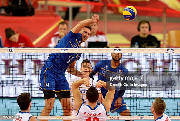 Antonin Rouzier of France during Round 2 of the FIVB Volleyball Mens World Championship match between Serbia and France at Atlas Arena on September...