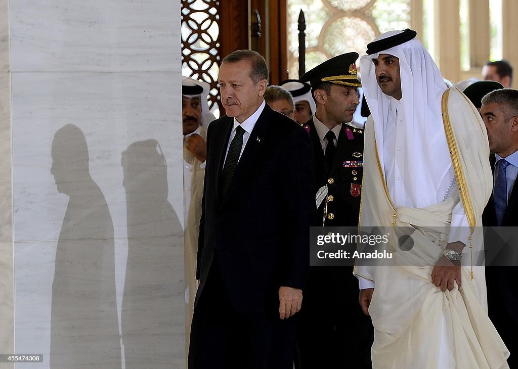 Turkeys President Erdogan - Qatar's Emir Al Thani
