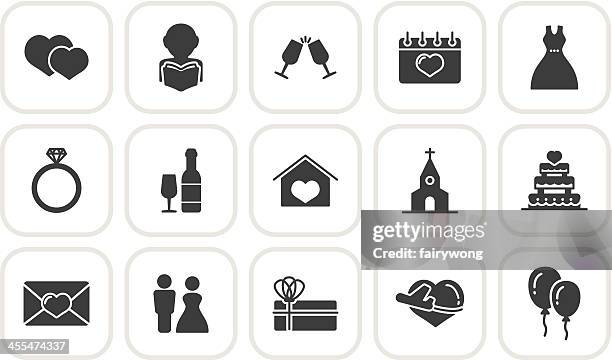 wedding simple icons - woman wedding ring stock illustrations