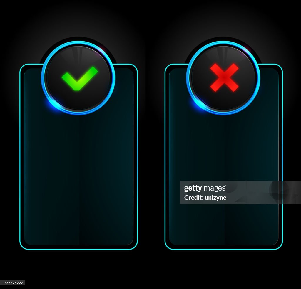 Botão correcto e errado com Painel da Lista