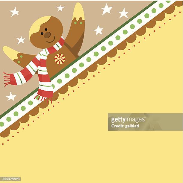 gingerbread cookie behind a sign - ginger snap stock illustrations