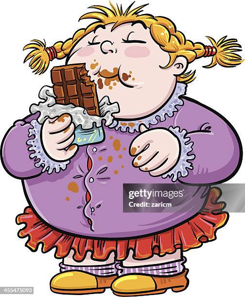 mädchen mit schokolade - thick girls stock-grafiken, -clipart, -cartoons und -symbole