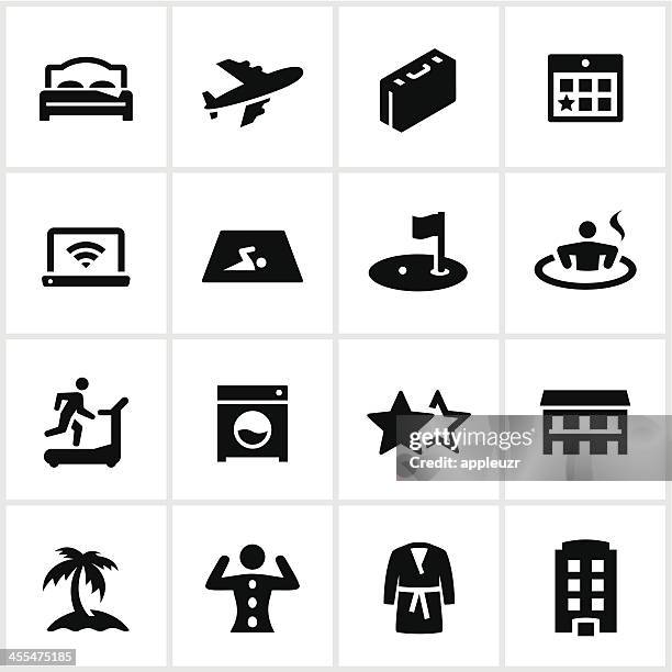 black hotel icons - bathrobe stock illustrations