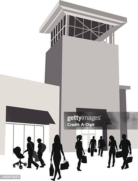 shop mall - crowded mall stock illustrations
