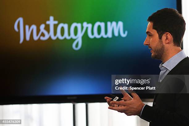 Instagram CEO Kevin Systrom speaks at a news conference where he intruduced Instagram Direct on December 12, 2013 in New York City. Instagram Direct...