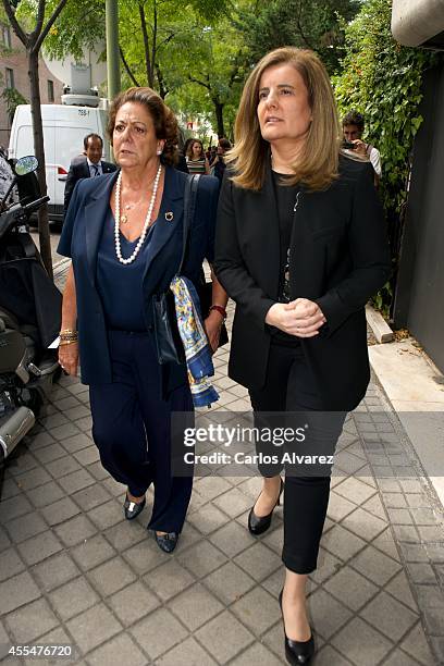 Rita Barbera and Fatima Banez attend the memorial service for Spanish businessman and President of "El Corte Ingles" Isidoro Alvarez at the Ramon...