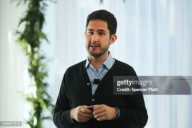 Instagram CEO Kevin Systrom speaks at a news conference where he intruduced Instagram Direct on December 12, 2013 in New York City. Instagram Direct...