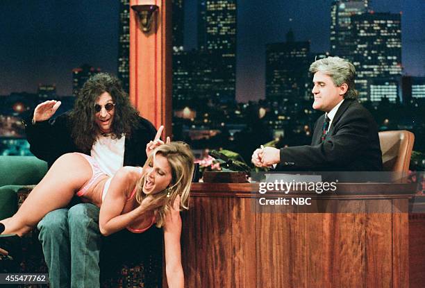Episode 816 -- Pictured: Radio personality Howard Stern and adult film actress Janine Lindeulder during an interview with Jay Leno on November 30,...