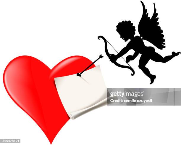 cupid valentine's day message - post it note pad stock illustrations