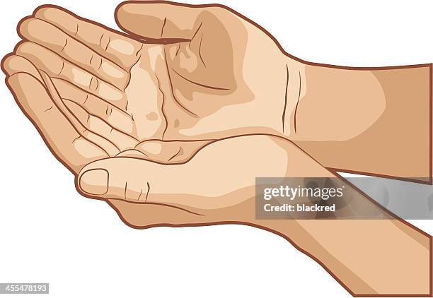 two palms together - two hands stock illustrations