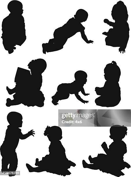 mehrere bilder von babys - krabbeln stock-grafiken, -clipart, -cartoons und -symbole