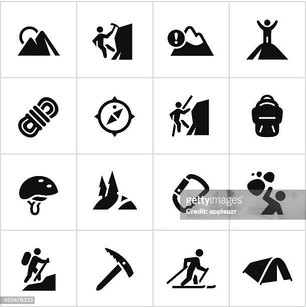 black bergsteigen symbole - helmet stock-grafiken, -clipart, -cartoons und -symbole