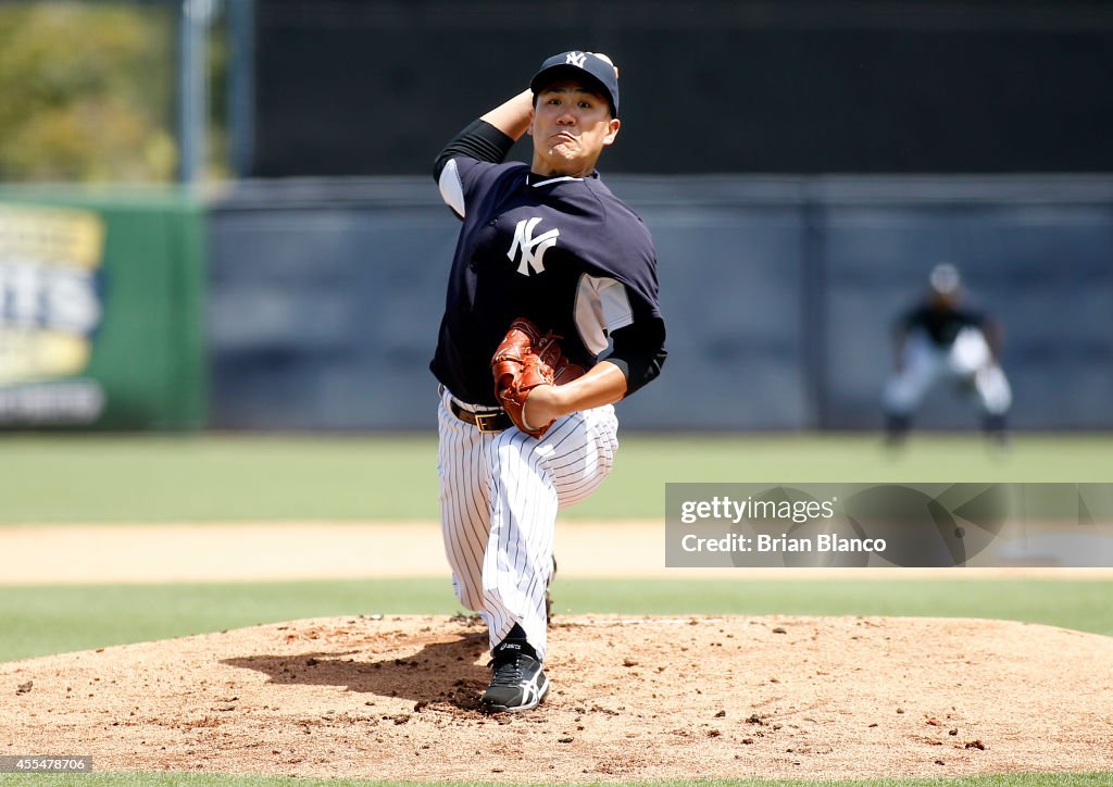 Masahiro Tanaka Pitches in Simulated Game