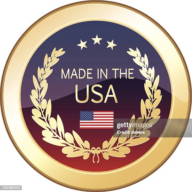 made in the usa golden shield - lei making stock illustrations