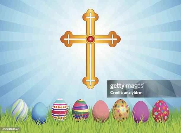 easter eggs - easter cross stock illustrations