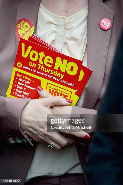 No supporters join, Alistair Darling leader of the Better Together meets with members of the public during a walk about on September 15, 2014 in...