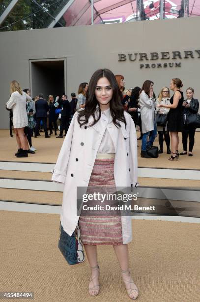 Araya A. Hargate attends the Burberry Womenswear SS15 show during London Fashion week at Kensington Gardens on September 15, 2014 in London, England.