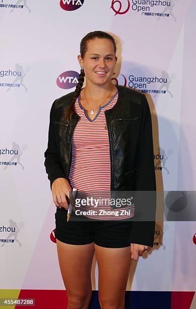 Player, Jana Cepelova of Slovakia attends the WTA Guangzhou Welcome Party at Hilton Hotel during day one of the 2014 WTA Guangzhou Open on September...