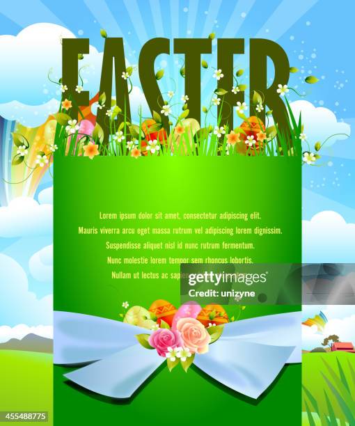 easter background - decorating tree outside stock illustrations