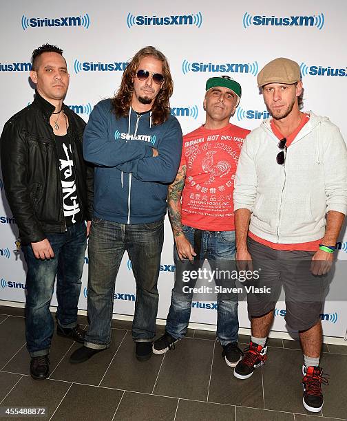 Sergio Curbelo, Ramon Ortiz, Harold Hopkins Miranda and Eduardo Paniagua of Latin metal band Puya visit SiriusXM Studios on September 15, 2014 in New...