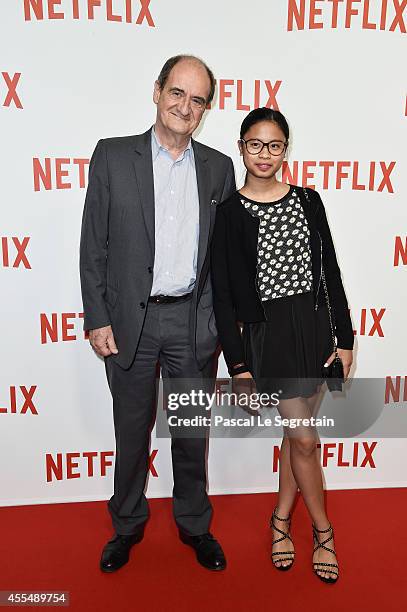 Pierre Lescure and his daughter Anna attend the 'Netflix' Launch Party at Le Faust on September 15, 2014 in Paris, France.