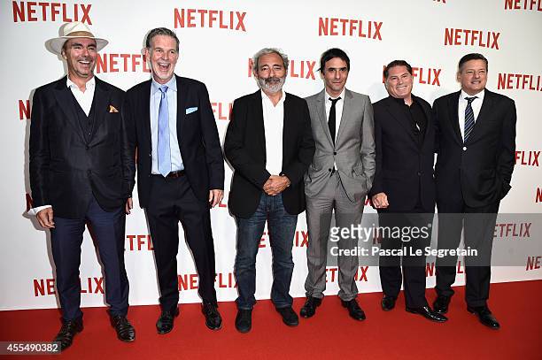 Pascal Breton, Netflix Co Founder and CEO Reed Hastings, Dan Franck, Samuel Benchetrit, Florent Emilio-Siri and Netflix chief content officer Ted...