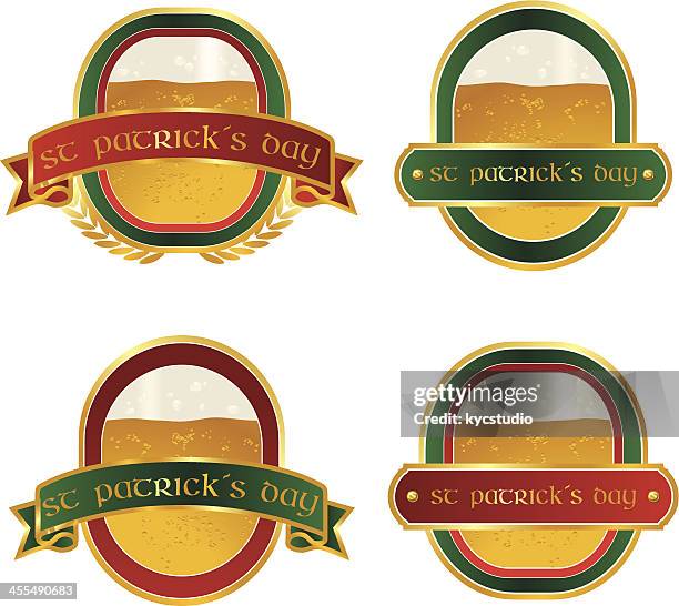 st. patrick's day beer templates - award plaque stock illustrations