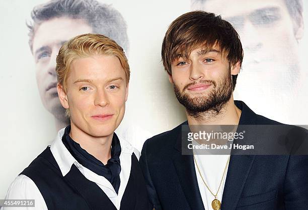 Freddie Fox and Douglas Booth attend a photocall for the film 'The Riot Club' at The BFI Southbank, London on September 15, 2014 in London, England.
