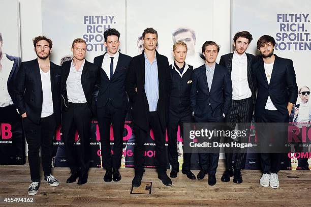 Sam Caflin, Sam Reid, Josh O'Connor, Max Irons, Freddie Fox, Jack Farthing, Mathew Beard and Douglas Booth attend a photocall for the film 'The Riot...