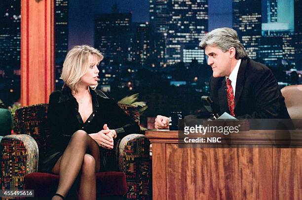 Episode 811 -- Pictured: Model Anna-Marie Goddard during an interview with host Jay Leno on November 23, 1995 --