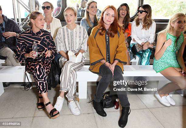 Tiphaine de Lussy, Keeley Hawes and Polly Morgan attend the ISSA Spring/Summer 2015 Show during London Fashion Week at the Queen Elizabeth Hall on...