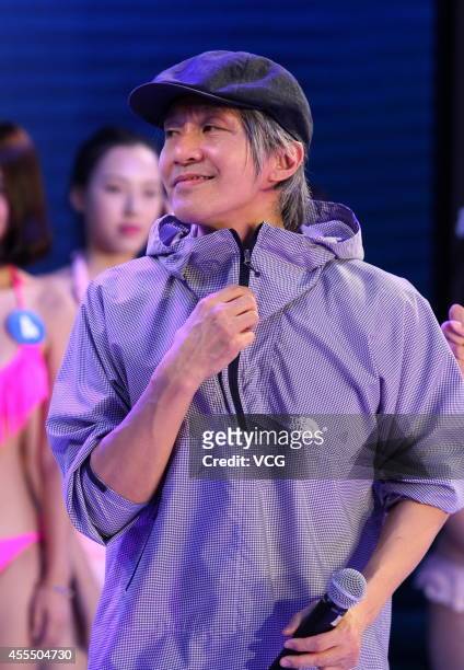 Actor/Director Stephen Chow attends heroine tryout of his new movie on September 15, 2014 in Shenzhen, Guangdong province of China.