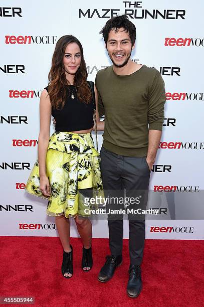 Actors Kaya Scodelario and Dylan O'Brien attend the "Maze Runner" New York City screening hosted by Twentieth Century Fox and Teen Vogue at SVA...
