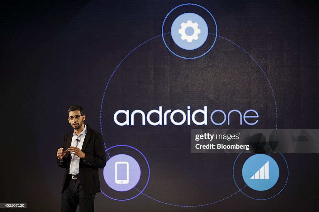 Google Inc.'s Senior Vice President Of Android, Chrome And Apps Sundar Pichai Launches The Android One Platform