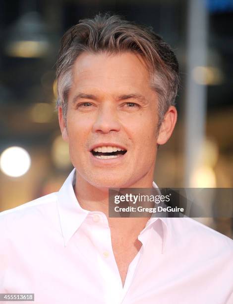 Actor Timothy Olyphant arrives at the Los Angeles premiere of "This Is Where I Leave You" at TCL Chinese Theatre on September 15, 2014 in Hollywood,...