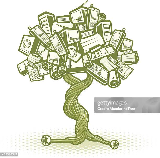 weee tree concept - old televisions stacked stock illustrations