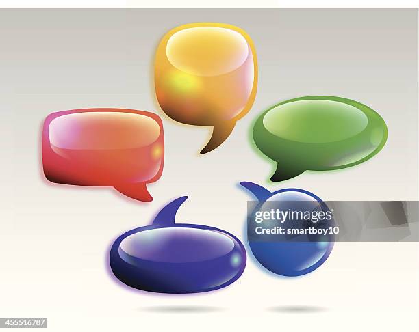 colourful speech bubble icon - refracted light stock illustrations