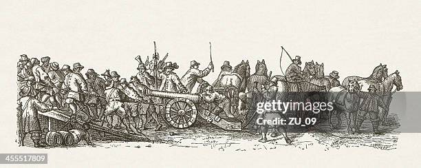 thirty years' war - cannon ball stock illustrations
