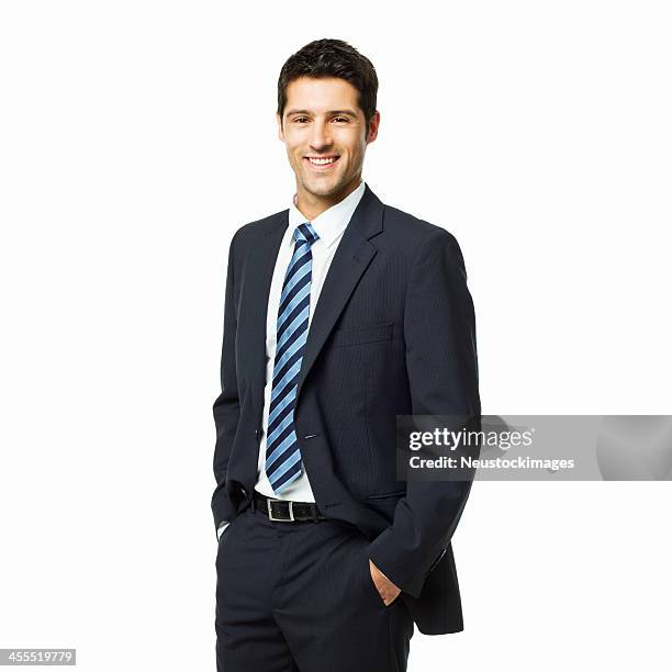 retrato de um bonito jovem empresário isolado - fato completo imagens e fotografias de stock