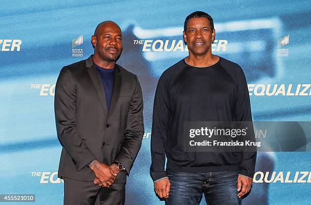 Antoine Fuqua and Denzel Washington attend the 'The Equalizer' - Photocall at the Adlon on September 16, 2014 in Berlin, Germany.