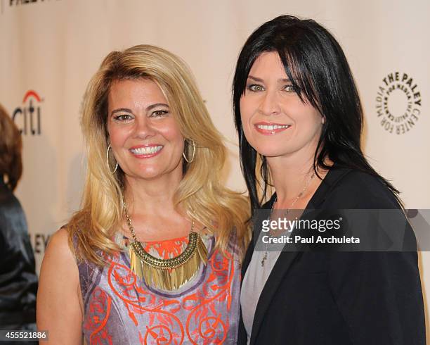 Actors Lisa Whelchel and Nancy McKeon attend the 2014 PaleyFest Fall TV preview of "The Facts Of Life" 35th anniversary reunion at The Paley Center...
