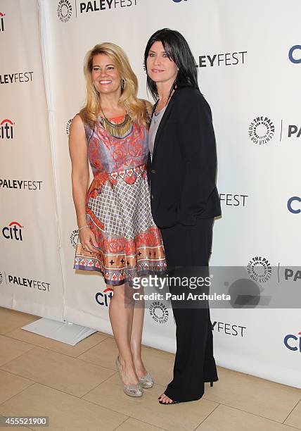 Actors Lisa Whelchel and Nancy McKeon attend the 2014 PaleyFest Fall TV preview of "The Facts Of Life" 35th anniversary reunion at The Paley Center...