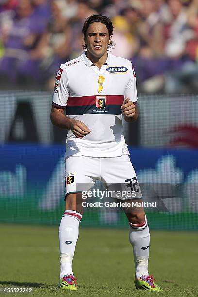 Alessandro Matri of Genoa CFC looks during the Serie A match between ACF Fiorentina and Genoa CFC at Stadio Artemio Franchi on September 14, 2014 in...