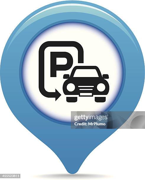 stockillustraties, clipart, cartoons en iconen met car parking map pointer - parkeerterrein
