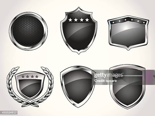 badges symbols - pentagram stock illustrations