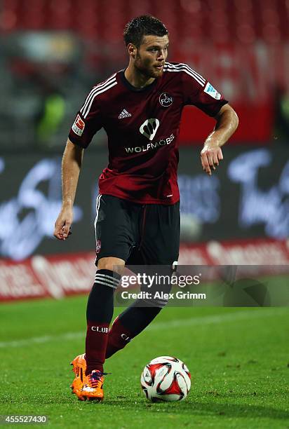 Ondrej Celustka of Nuernberg controles the ball during the Second Bundesliga match between 1. FC Nuernberg and Fortuna Duesseldorf at Grundig-Stadion...